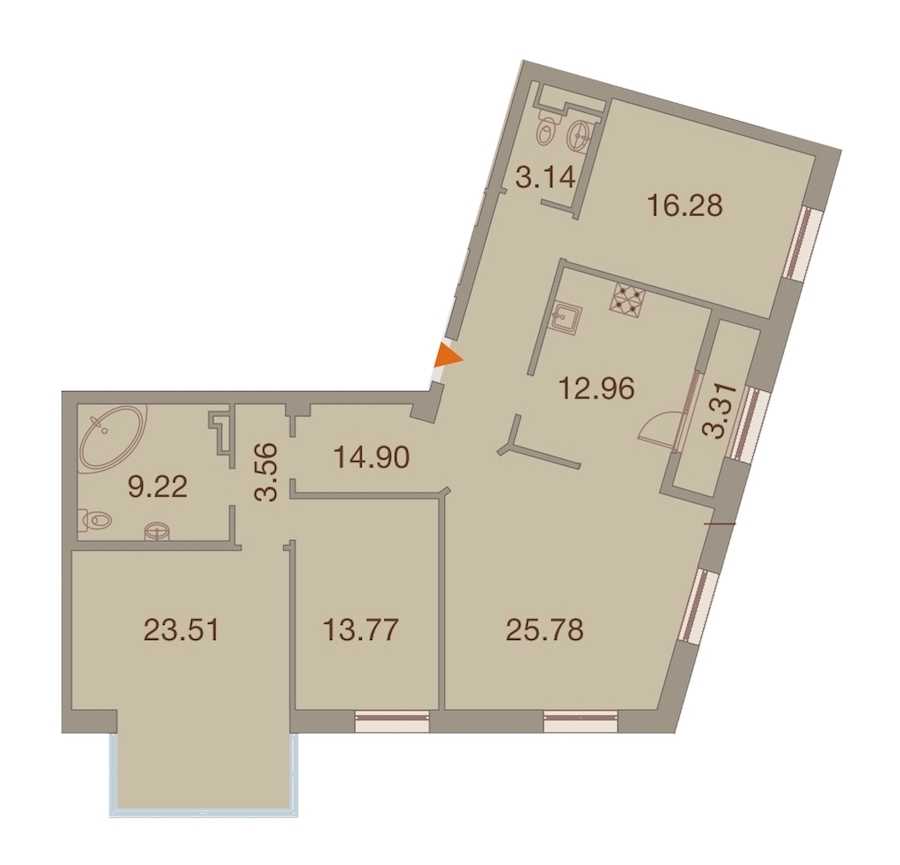 Четырехкомнатная квартира в : площадь 124.78 м2 , этаж: 7 – купить в Санкт-Петербурге